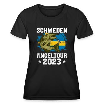 Schweden Angeltour 2023 - Frauen Funktions-T-Shirt - Schwarz - Vorne - AI Model Female 172 light (172cm)
