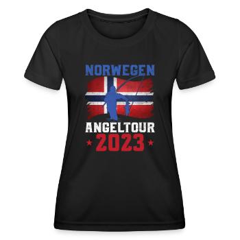 Angeln Norwegen 2023 Angeltour - Frauen Funktions-T-Shirt - Schwarz - Vorne - AI Model Female 172 light (172cm)