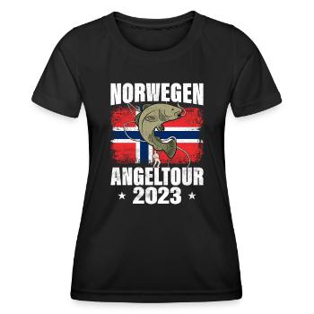 Norwegen Angeltour 2023 - Frauen Funktions-T-Shirt - Schwarz - Vorne - AI Model Female 172 light (172cm)