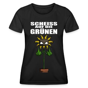 Gegen Grüne Politik Sonnenblume - Frauen Funktions-T-Shirt - Schwarz - Vorne - AI Model Female 172 light (172cm)