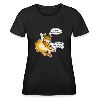 Frustration féline : Pas aujourd’hui, (Chat et une boîte) - T-shirt sport Femme - noir - Devant - AI Model Female 172 light (172cm)
