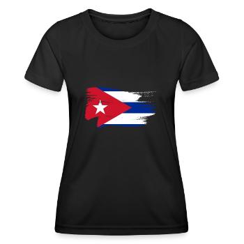 Kuba Flagge Karibik Urlaub Cuba Reise Havanna - Frauen Funktions-T-Shirt - Schwarz - Vorne - AI Model Female 172 light (172cm)