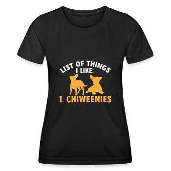 Chiweenie Chien - T-shirt sport Femme - noir - Devant - AI Model Female 172 light (172cm)
