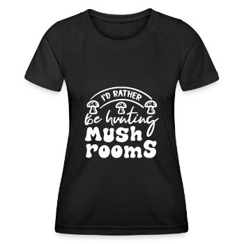 Jagd auf Pilze Wachsende Pilze Shiitake - Frauen Funktions-T-Shirt - Schwarz - Vorne - AI Model Female 172 light (172cm)