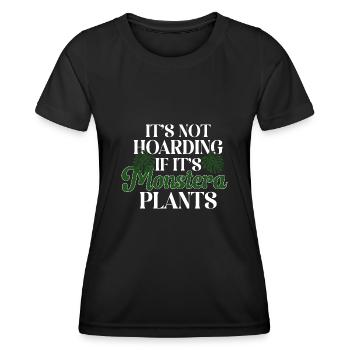 Monstera Deliciosa Albo Plante d’intérieur botanique - T-shirt sport Femme - noir - Devant - AI Model Female 172 light (172cm)