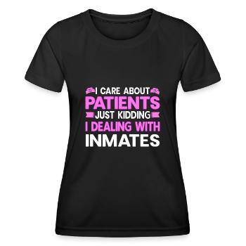 Une infirmière correctionnelle s’occupe des cadeaux des détenus - T-shirt sport Femme - noir - Devant - AI Model Female 172 light (172cm)