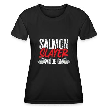 Pêche au saumon Pêcheur de saumon - T-shirt sport Femme - noir - Devant - AI Model Female 172 light (172cm)