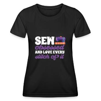 Sewing Machine Seamstress Tailoring Sewing - Women's Functional T-Shirt - black - Front - AI Model Female 172 light (172cm)
