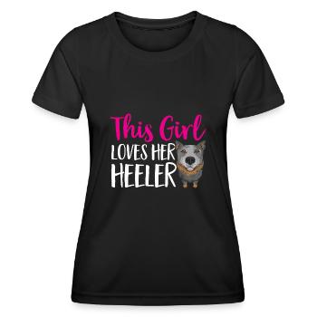 Australian Cattle Dog Red Blue Heeler - Frauen Funktions-T-Shirt - Schwarz - Vorne - AI Model Female 172 light (172cm)