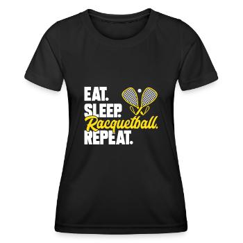 Racquetball Spieler Racquetball - Frauen Funktions-T-Shirt - Schwarz - Vorne - AI Model Female 172 light (172cm)