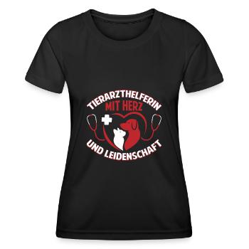 Tierarzthelferin mit Herz und Leidenschaft TFA - Frauen Funktions-T-Shirt - Schwarz - Vorne - AI Model Female 172 light (172cm)
