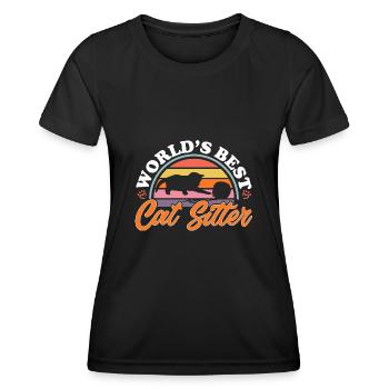 Pet Sitting Cat Dog Pet Sitter - Women's Functional T-Shirt - black - Front - AI Model Female 172 light (172cm)