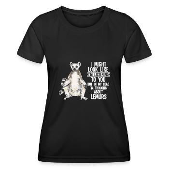 Lemur Catta Ring-tailed lemur - Women's Functional T-Shirt - black - Front - AI Model Female 172 light (172cm)