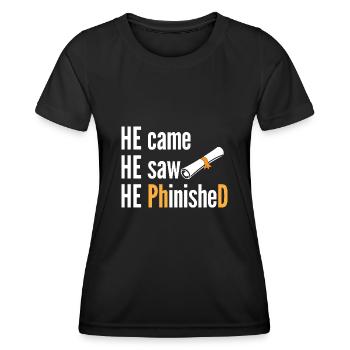 PhD Graduate Doktorgrad Ph.D. Promotion - Frauen Funktions-T-Shirt - Schwarz - Vorne - AI Model Female 172 light (172cm)