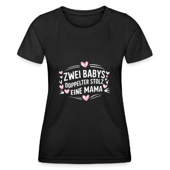 Twin Mom Zwillingsmutter Mama von Zwillingen - Frauen Funktions-T-Shirt - Schwarz - Vorne - AI Model Female 172 light (172cm)