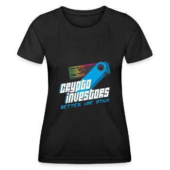 Crypto Investor Stick Tresor Better use Stick - Women's Functional T-Shirt - black - Front - AI Model Female 172 light (172cm)