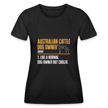 Bouvier australien Red Blue Heeler - T-shirt sport Femme - noir - Devant - AI Model Female 172 light (172cm)