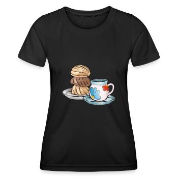 Concha Hispanic Mexikanisch Pan Dulce - Frauen Funktions-T-Shirt - Schwarz - Vorne - AI Model Female 172 light (172cm)