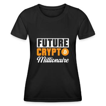 Bitcoin Kryptowährung BTC Crypto Trader - Frauen Funktions-T-Shirt - Schwarz - Vorne - AI Model Female 172 light (172cm)
