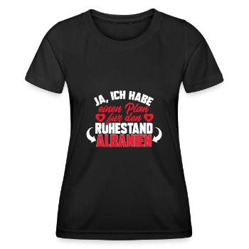 Albanische Flagge Albanischer Adler Shqiponja - Frauen Funktions-T-Shirt - Schwarz - Vorne - AI Model Female 172 light (172cm)