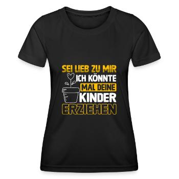 Erzieherin sei lieb zu mir Spruch Kindergarten - Frauen Funktions-T-Shirt - Schwarz - Vorne - AI Model Female 172 light (172cm)