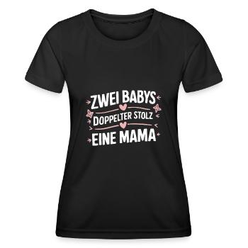 Zwei Babys doppelter stolz eine Mama - Frauen Funktions-T-Shirt - Schwarz - Vorne - AI Model Female 172 light (172cm)