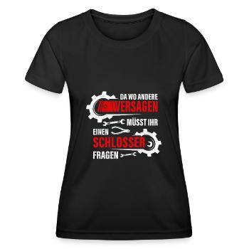 Schlosser Geschenk Metallbauer Mechaniker - Frauen Funktions-T-Shirt - Schwarz - Vorne - AI Model Female 172 light (172cm)