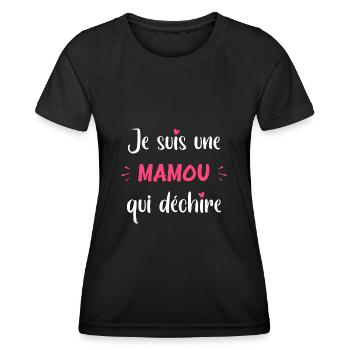 Je suis une mamou qui déchire - T-shirt sport Femme - noir - Devant - AI Model Female 172 light (172cm)