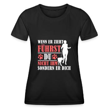 Hund wenn er zieht Hundebesitzer - Frauen Funktions-T-Shirt - Schwarz - Vorne - AI Model Female 172 light (172cm)