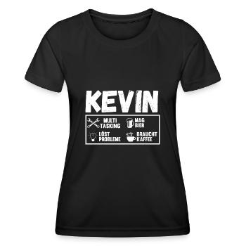Kevin - Frauen Funktions-T-Shirt - Schwarz - Vorne - AI Model Female 172 light (172cm)