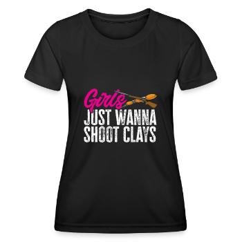 Shooting Skeet Clay Pigeon Shooting - Women's Functional T-Shirt - black - Front - AI Model Female 172 light (172cm)