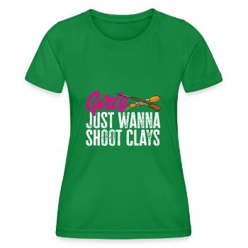 Tir au piège Tir au pigeon en argile Skeet - T-shirt sport Femme - vert - Devant - AI Model Female 172 dark (172cm)