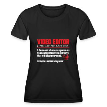 Monteur vidéo Cinéaste Vidéaste - T-shirt sport Femme - noir - Devant - AI Model Female 172 light (172cm)