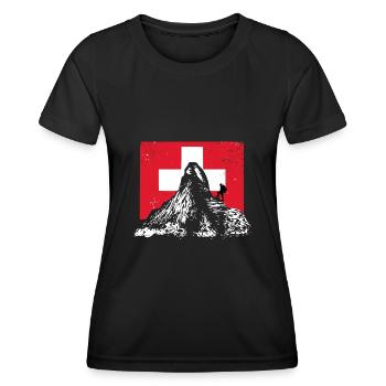 Randonnée - Montagnes - Suisse - T-shirt sport Femme - noir - Devant - AI Model Female 172 light (172cm)