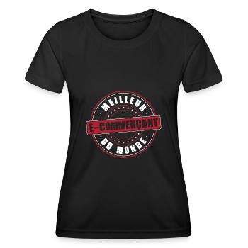 Meilleur e-commerçant profession métier humour - T-shirt sport Femme - noir - Devant - AI Model Female 172 light (172cm)