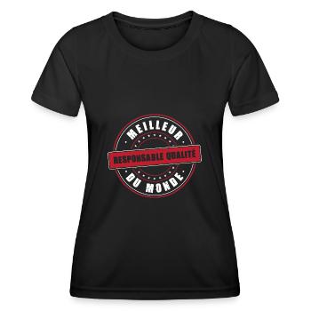Meilleur responsable qualité profession métier - T-shirt sport Femme - noir - Devant - AI Model Female 172 light (172cm)