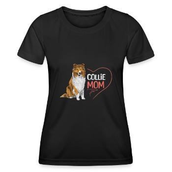Langhaarcollie Rough Collie Hund - Frauen Funktions-T-Shirt - Schwarz - Vorne - AI Model Female 172 light (172cm)