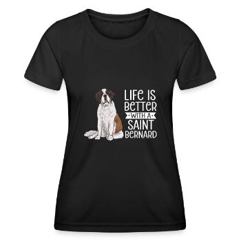 St. Bernard St. Bernard Dog Dog - Women's Functional T-Shirt - black - Front - AI Model Female 172 light (172cm)