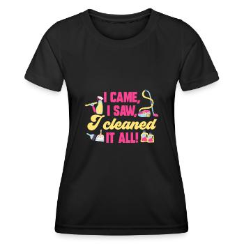 Service de ménage Femme de ménage Femme de ménage - T-shirt sport Femme - noir - Devant - AI Model Female 172 light (172cm)