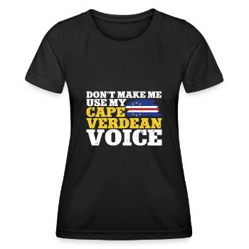 Kap Verde Flagge Cabo Verde Flagge - Frauen Funktions-T-Shirt - Schwarz - Vorne - AI Model Female 172 light (172cm)
