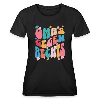 Les mamies contre la droite - T-shirt sport Femme - noir - Devant - AI Model Female 172 light (172cm)