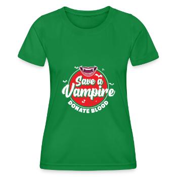 Protect Vampires Donate Blood - Women's Functional T-Shirt - kelly green - Front - AI Model Female 172 dark (172cm)