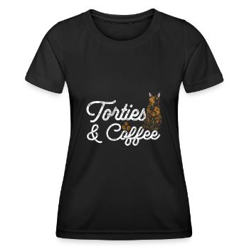 Schildpatt Katze Tortoiseshell Cat Tortie - Frauen Funktions-T-Shirt - Schwarz - Vorne - AI Model Female 172 light (172cm)