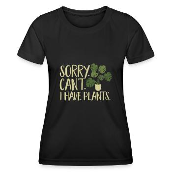 Monstera Deliciosa Albo Plante d’intérieur botanique - T-shirt sport Femme - noir - Devant - AI Model Female 172 light (172cm)