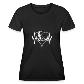 Border Collie Herzschlag - Frauen Funktions-T-Shirt - Schwarz - Vorne - AI Model Female 172 light (172cm)