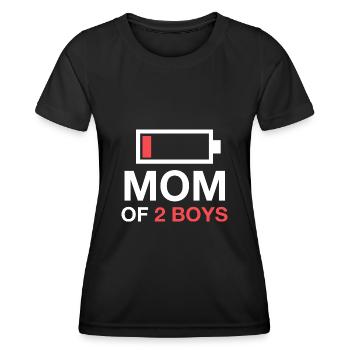 Mom Of Two Boys - Mama Mutter 2 Söhne zwei Jungs - Frauen Funktions-T-Shirt - Schwarz - Vorne - AI Model Female 172 light (172cm)