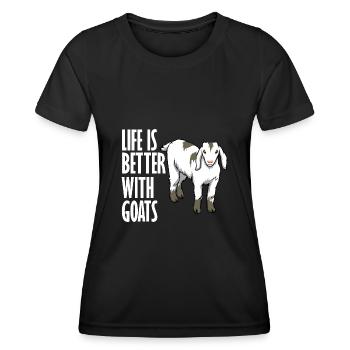 La vie avec les chèvres Un animal de ferme - T-shirt sport Femme - noir - Devant - AI Model Female 172 light (172cm)