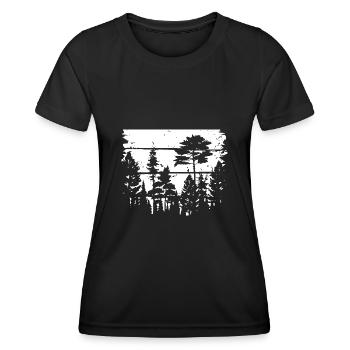 Amoureux de la nature - Forêt de pins - Forêt - Durable - T-shirt sport Femme - noir - Devant - AI Model Female 172 light (172cm)