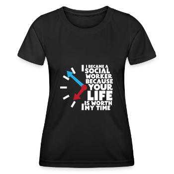 Travailleurs sociaux Travail social Travail social - T-shirt sport Femme - noir - Devant - AI Model Female 172 light (172cm)