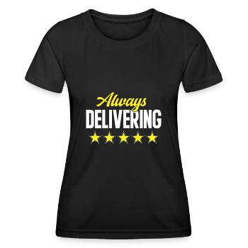 Lieferant Paket Lieferung - Frauen Funktions-T-Shirt - Schwarz - Vorne - AI Model Female 172 light (172cm)